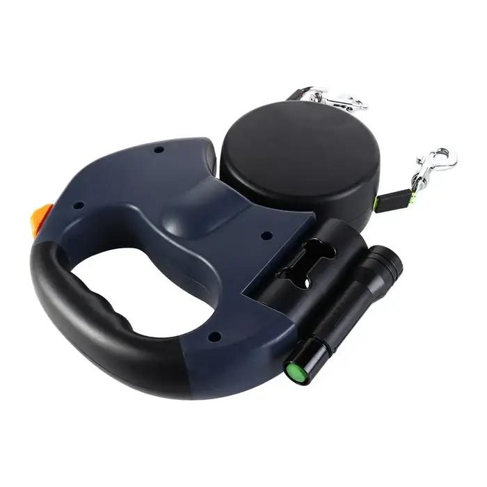 Laisse double rétractable pour chien avec lumières