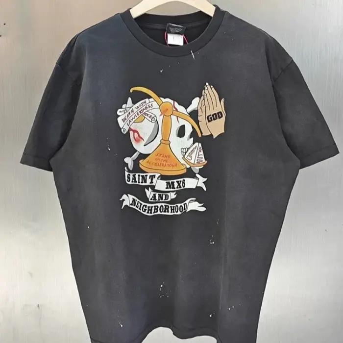 Saint Michael – t-shirts Vintage pour hommes et femmes, en pur coton de haute qualité, décontractés