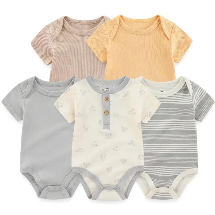 Lot de 5 bodys mignons de dessin animé pour bébés garçons et filles de 0 à 12 mois