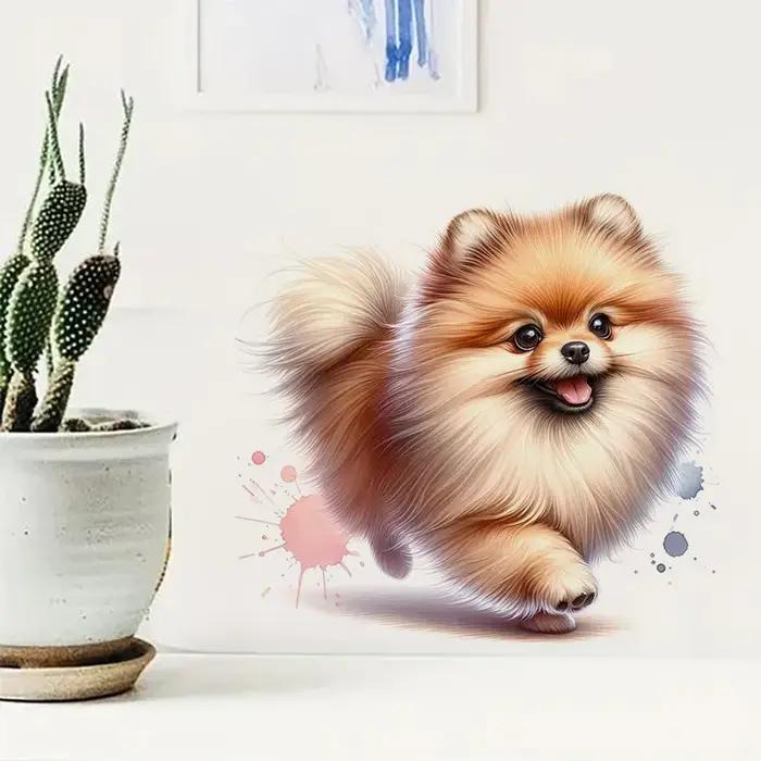 Autocollant mural auto-adhésif chien poméranien