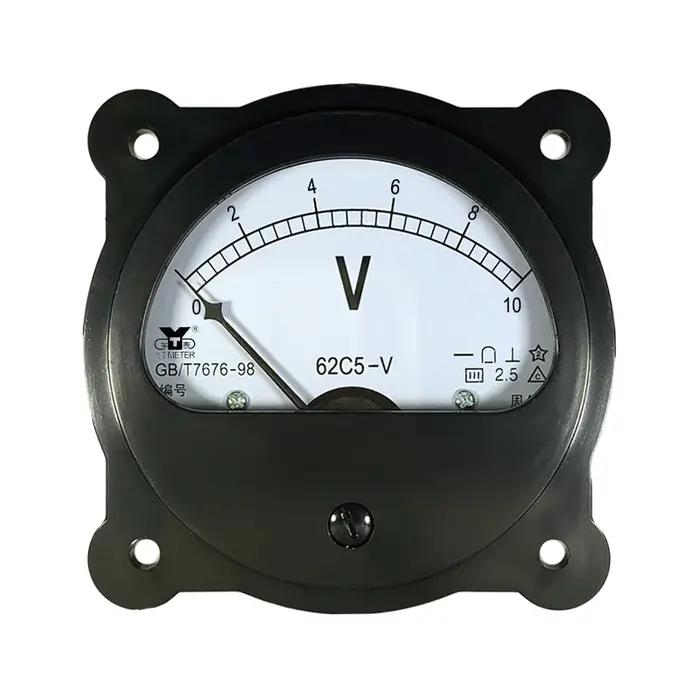 Voltmètre circulaire 62C5 DC, instrument 5V 10V 15V 20V 30V 50V 100V 150V 250V 300V 450V 500V 600V,