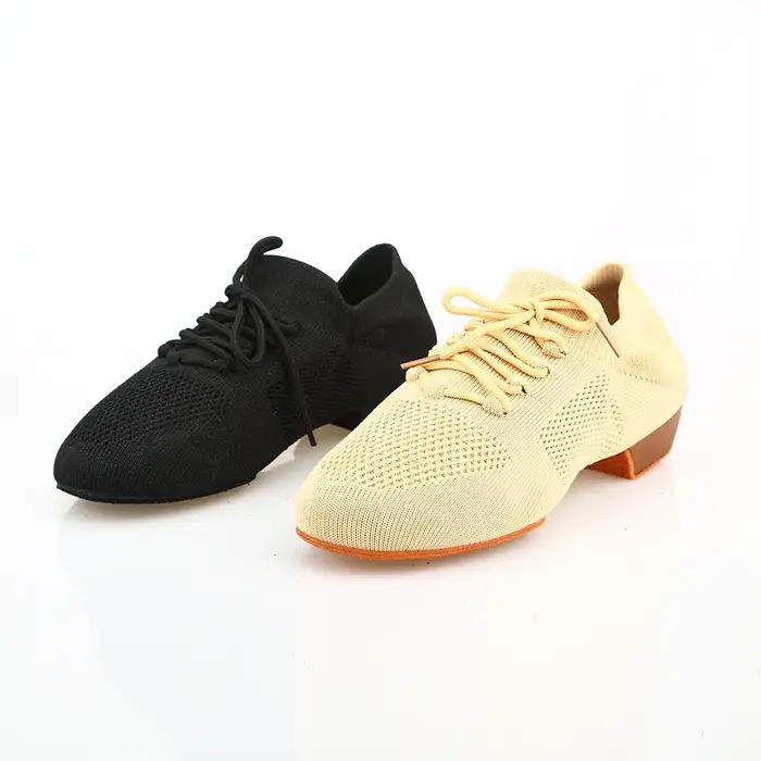 Chaussures de danse pour femmes Jazz Salsa chaussures de danse de salon maille décontracté plat Spro