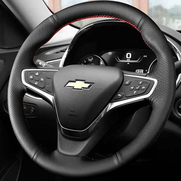 Housse de volant de voiture en Faux cuir noir, bricolage, pour Chevrolet Cruze 2014-2018 Volt 2016 2