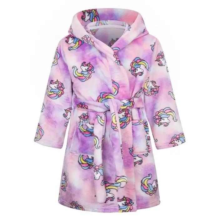 Peignoir enfants pour fille enfants vêtements fille flanelle Robe de bain vêtements garçon dessin animé Robe de nuit enfants pyjamas pour fille 2-12 ans