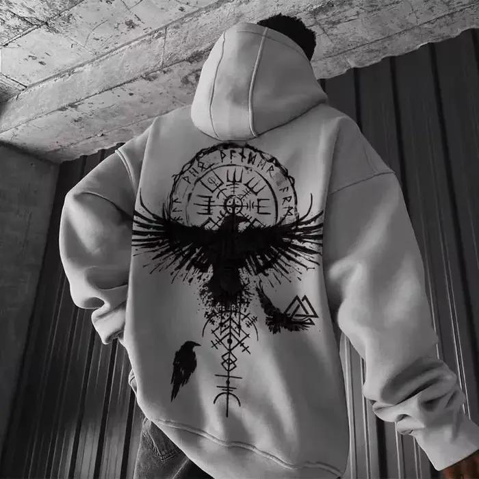 2025 Totem Viking Eagle Print Y2K hommes à manches longues sweat à capuche automne hiver quotidien e