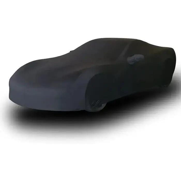 Housse de protection en tissu élastique rouge ou noir pour protection solaire et anti-poussière pour exposition automobile et stationnement longue durée