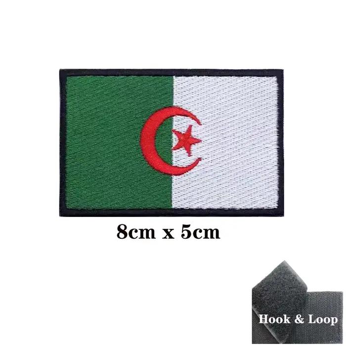Patch brodé drapeau préliminaire algérien en polyester, style crochet et boucle, rectangle 8x5cm pour DIY et artisanat militaire