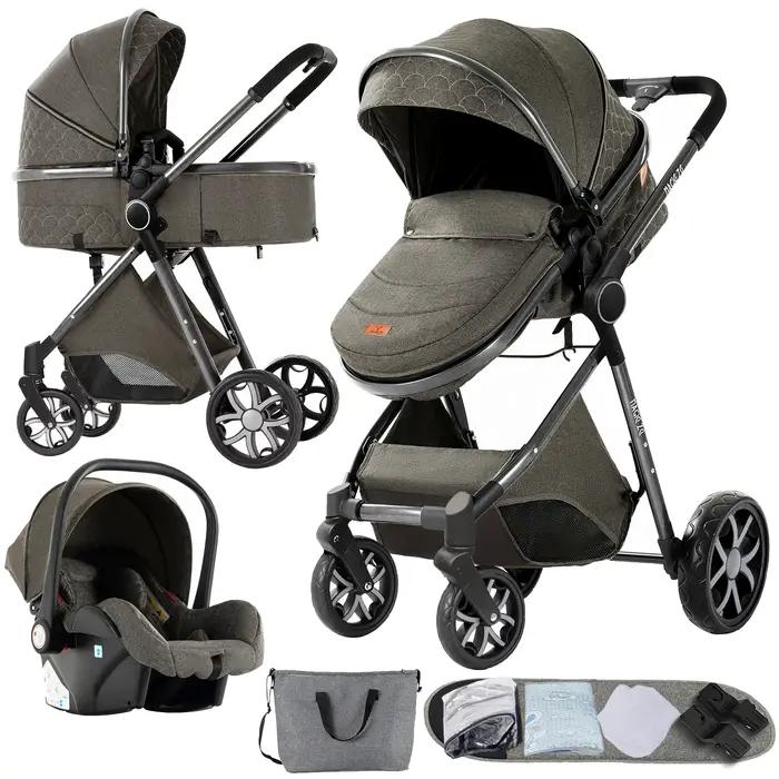 Système de voyage de poussette de bébé 3 en 1 de luxe avec siège auto landau