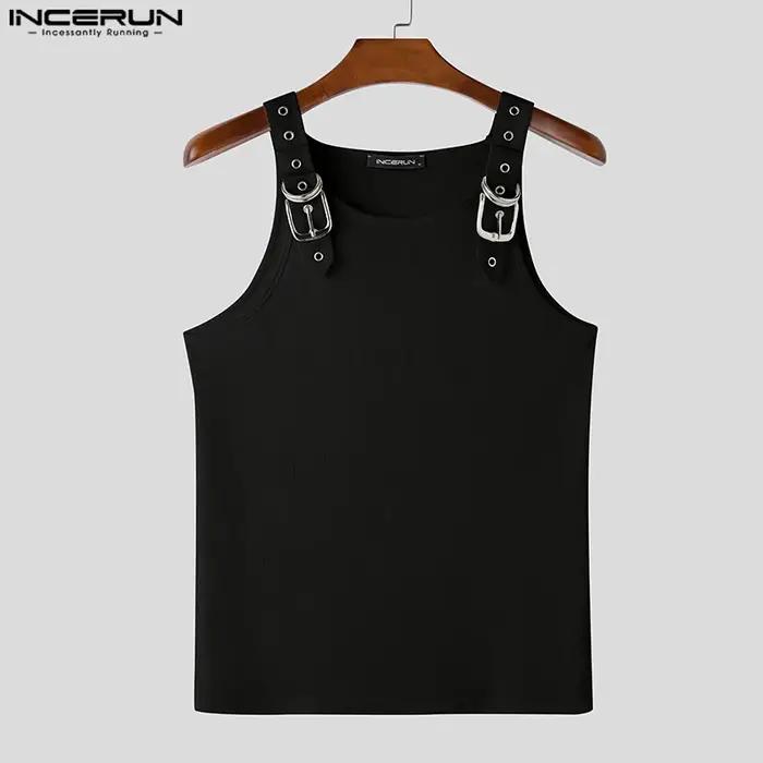 INCERUN hauts Style américain mode nouveaux hommes déconstruction conception boucle en métal maille
