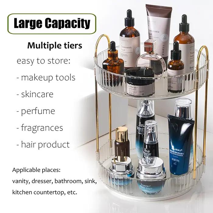 Commode cosmétique de parfum de stockage de soins de la peau, haut de seau, rotation 360, évaluation