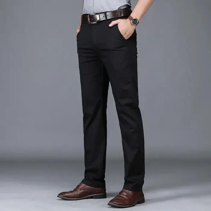 Pantalon slim homme été vert noir kaki coton business casual mode chasse urbaine 30-40