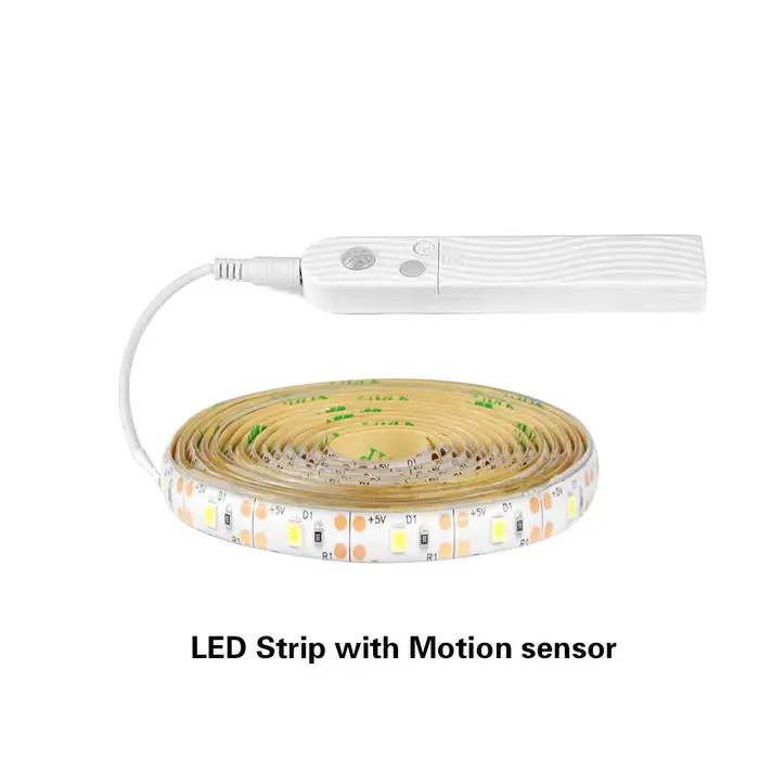 LED sous armoire lumière LED bande lampe à LED avec capteur de mouvement PIR sans fil Port USB