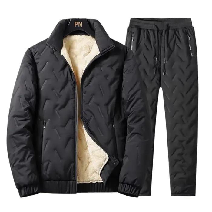 Costume chaud d'hiver pour hommes, ensemble deux pièces, automne et hiver, pantalon épais décontract