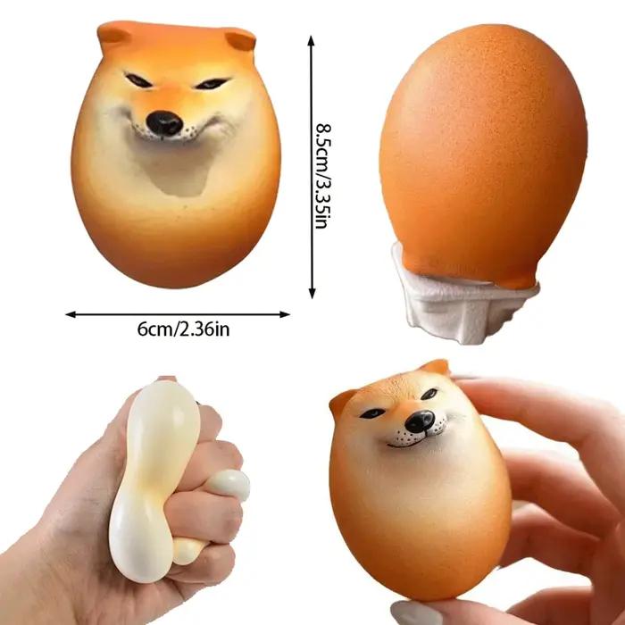 Shibako Oeuf de chien Squishy Shiba Inu Décoration de bureau en forme d'œuf réaliste Vent