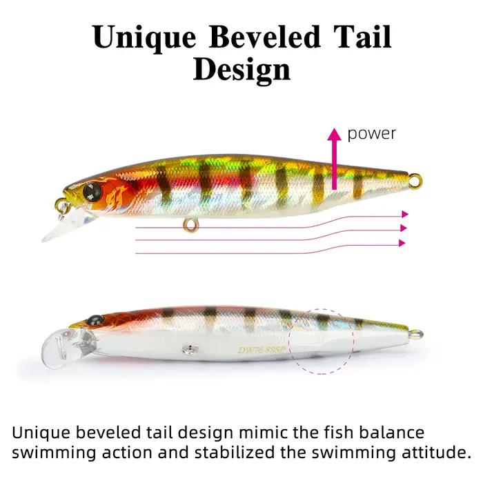 TSURINOYA 88mm 10.3g 88SP vairon suspendu DW76 longue coulée leurre de pêche brochet bar Jerkbait at