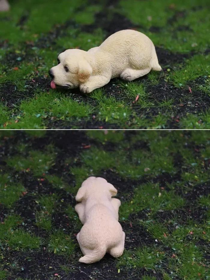 Mini chiot Kawaii en résine, figurine d'Auckland, chien accroupi de dessin animé, décorations de micro-paysage bricolage pour enfants