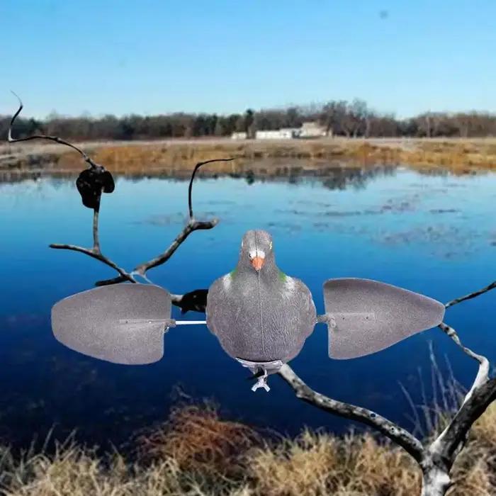 Leurre pigeon à ailes mobiles - Appât de chasse réaliste avec mouvement pour jardin et extérieur