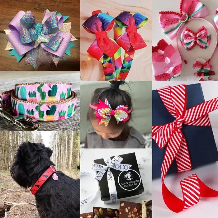 Ruban gros-grain imprimé patte de chien Terrier accessoire vêtement de sauna collier décoration bricolage couture artisanat occassions spéciales femmes