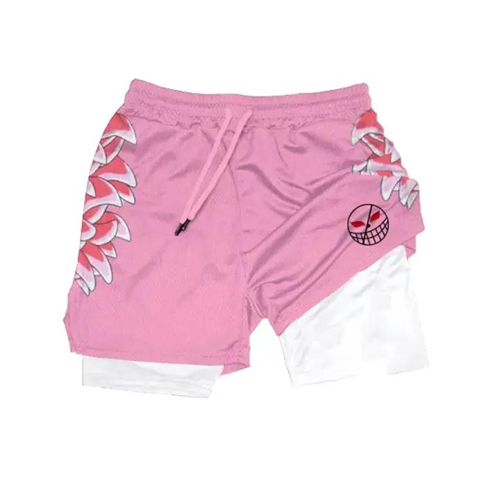 Short de Performance Anime 2 en 1 pour hommes et femmes, Short de sport, Manga, impression 3D, maill