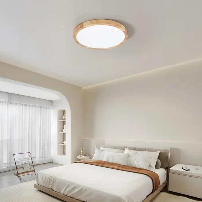 Plafond moderne à LEDs lumière Grain de bois doré une lumière avec 3 couleurs éclairage à la maison