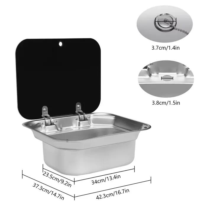 Lavabo en acier inoxydable avec couvercle, lave-mains, évier de cuisine, camping-car, bateau, carava