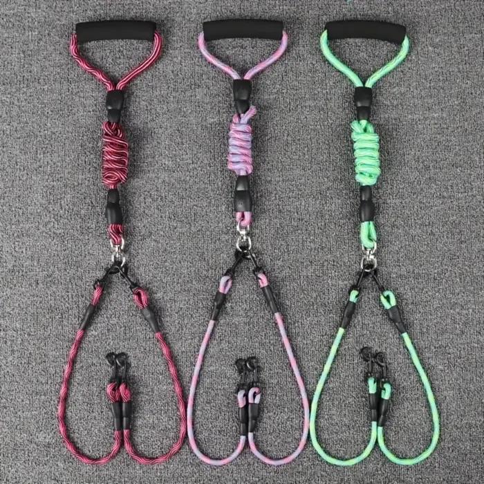 Corde de marche pour chien à double tête pour animal de compagnie avec motif ondulé