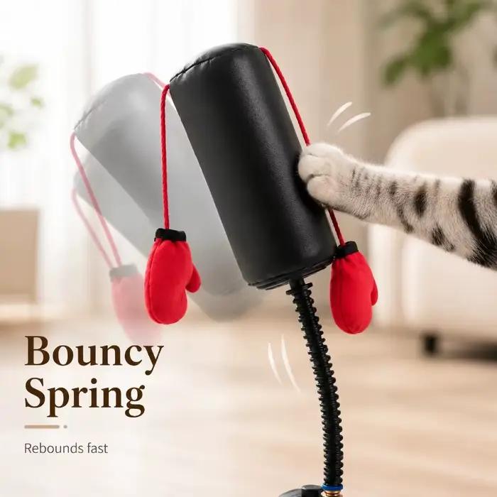 Jouet de boxe interactif pour chat avec gants