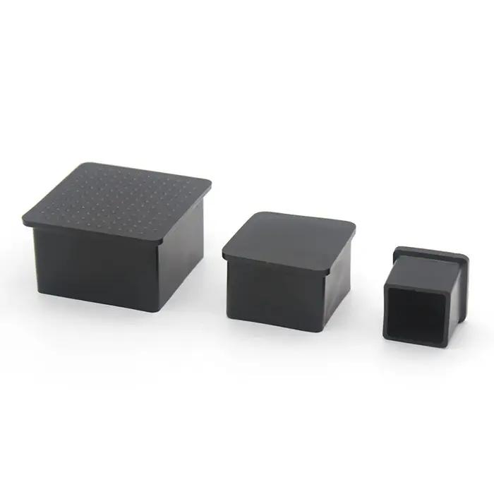 Capuchons d'extrémité de meubles carrés en caoutchouc noir, pieds de chaise et de table, 100x100mm