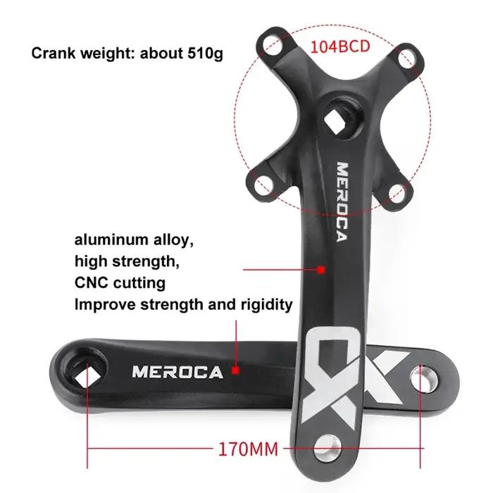 MEROCA CX trou carré vélo pédalier 104BCD alliage d'aluminium IXF trou carré VTT pédalier 170mm 32T/