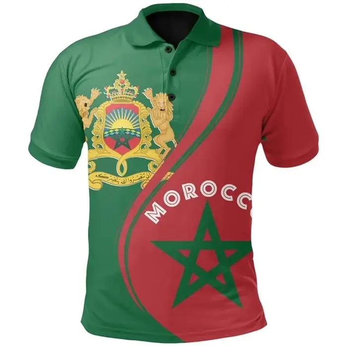 Polo Imprimé 3D avec Emblème National Marocain pour Homme et Femme