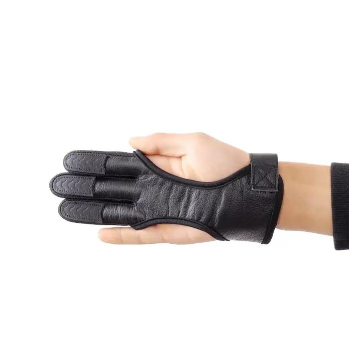 Gants de tir à l'arc 3 doigts pour arc recurve 15-60 lb en cuir daim - Protection optimale