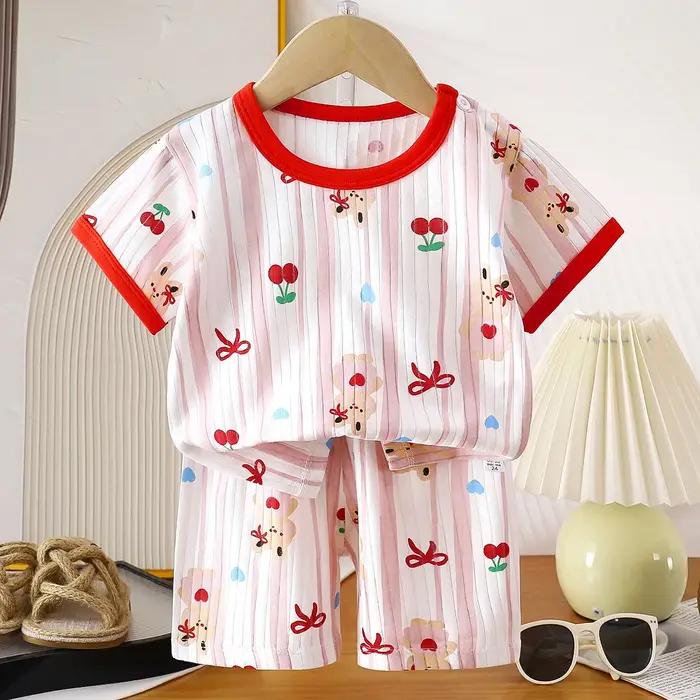 Ensemble de vêtements pour enfants, 2 pièces, T-shirt, costume d'été en coton, Short pour filles, vê