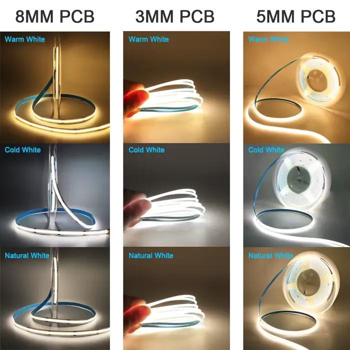 Bande lumineuse LED COB Ultra fine, 3mm, 5mm, 12V, 24V, 8MM, avec prise DC/2 broches, éclairage liné