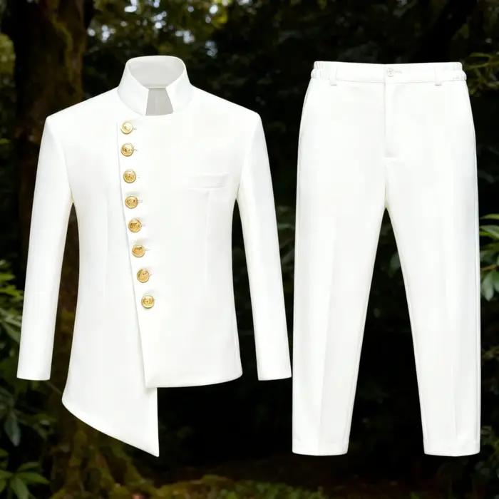 Costume formel blanc pour enfants de 7 à 13 ans, blazer entaillé et pantalon pour occasions spéciales