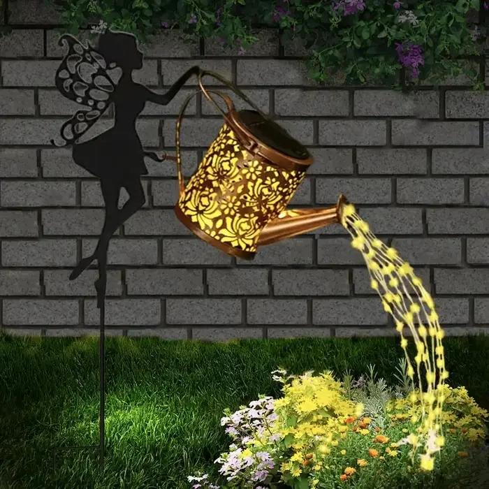 Arrosoir solaire lumières cascade extérieure jardin chaîne fée lumières projection bouilloire solaire romantique ambiance unique pour jardin occasions spéciales