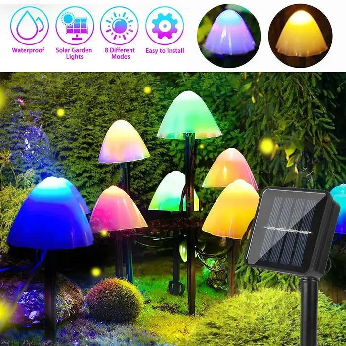 10 LED solaire champignon lumières extérieur étanche décoratif lampadaires pour pelouse jardin Patio