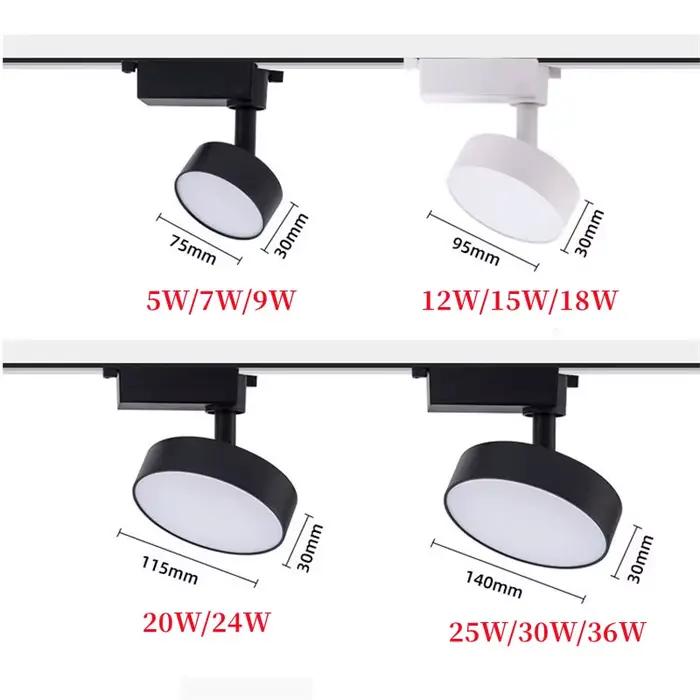 Éclairage sur Rail LED Rond Réglable à 360 °, Système d'Éclairage Domestique à Intensité Réglable, 1