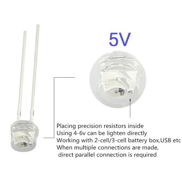 LED 5V 12v 5mm 3mm perle SMD f5 f3 chapeau/lampe ronde dip LED USB voiture lumière blanc rouge vert