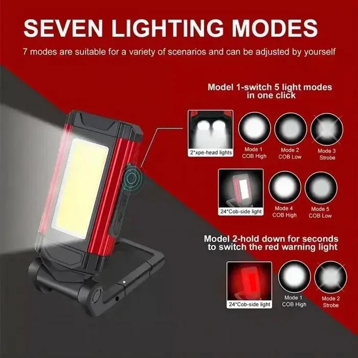 Lampe de travail magnétique COB, Rechargeable par USB, lampe de poche LED, lanterne Portable, lampe