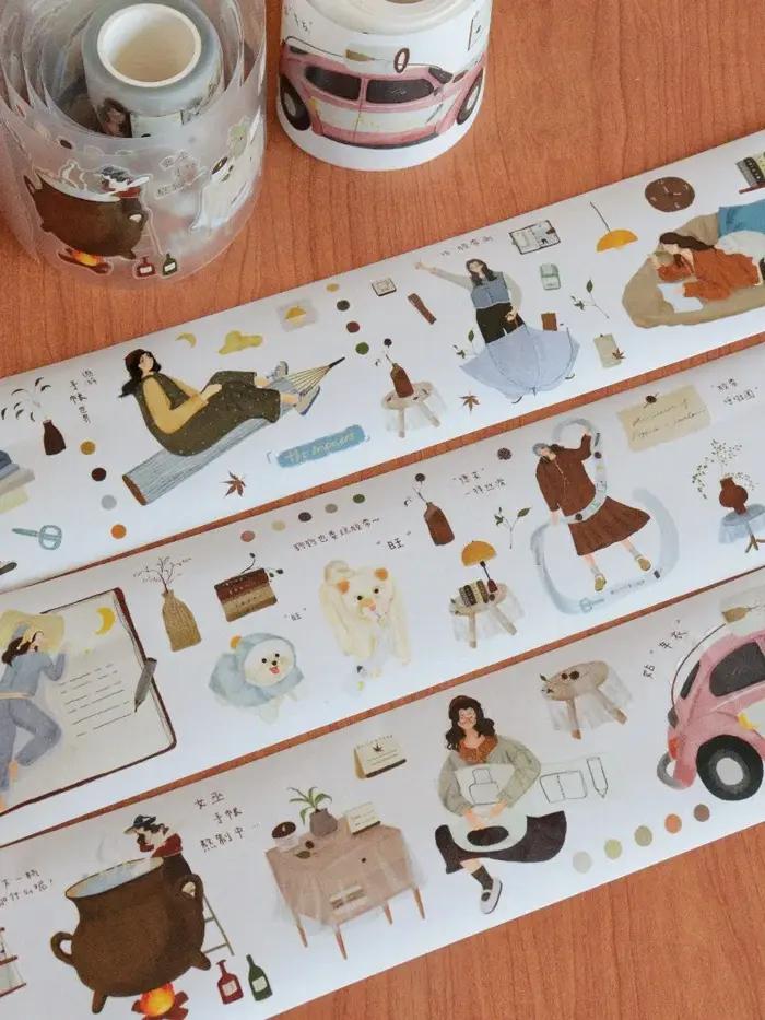 Adorables Rubans Washi PET Découpés à l'Emporte-Pièce Motif Chien Fille en Rêve