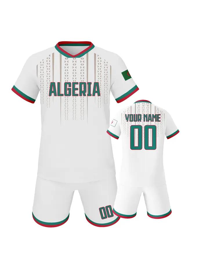 Ensemble de football personnalisé de l'Algérie avec nom et numéro, tenue d'entraînement respirante de l'équipe nationale pour enfants et jeunes occasions spéciales