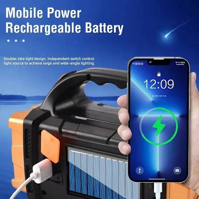 Lampe de poche LED solaire aste par USB, lampe de travail COB, charge à 4 vitesses, lampe de camping