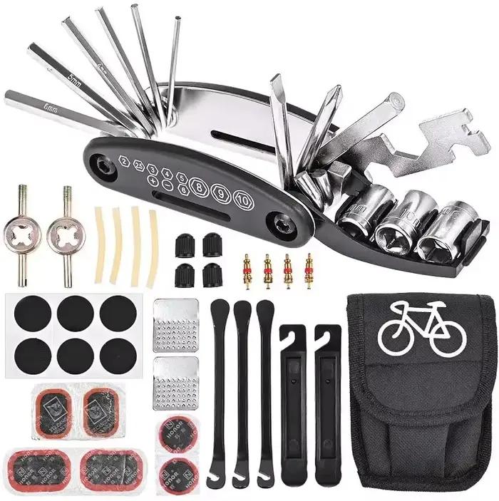 Kit d'outils de réparation de vélos complet sac des outils polyvalent pour réparation de pneus de vélo de route de montagne