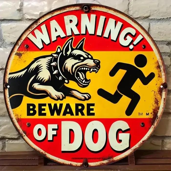 2026 Plaque murale en bois 2D plate d'avertissement 'Faites attention au chien'