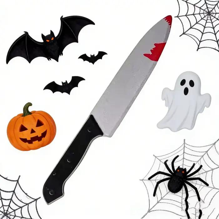 Couteau sanglant 30 cm – Arme réaliste en plastique pour Halloween – Lame d'horreur – Accessoire de déguisement pour