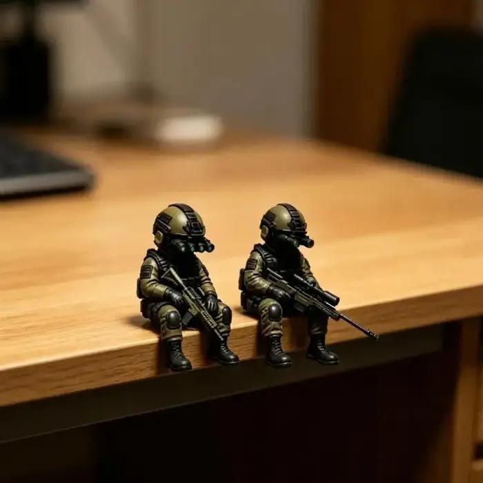 Figurine tactique miniature de soldat sniper assis