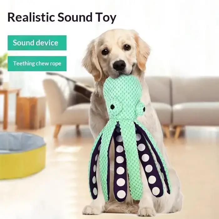 Jouet à mâcher en caoutchouc et polaire en forme de pieuvre pour chiens agressifs jouet interactif pour soulager l'anxiété occaSIONS spécIALES