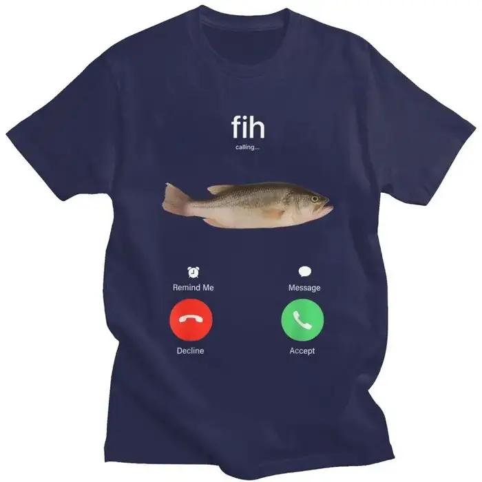 T-shirt Fishman homme à manches courtes décontracté en coton pour pêcheurs et amoureux de la mer occasions spéciales