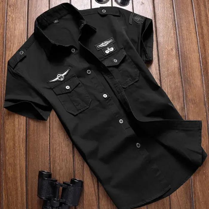 Chemise militaire pour hommes, Style décontracté, vêtements à la mode, en coton, manches courtes, ré