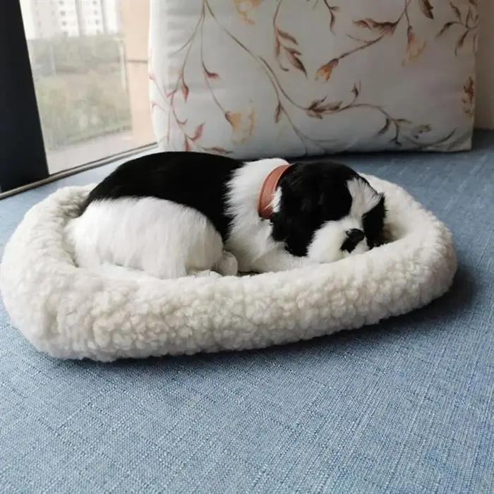 Chien en peluche respirant noir et blanc pour adultes et enfants